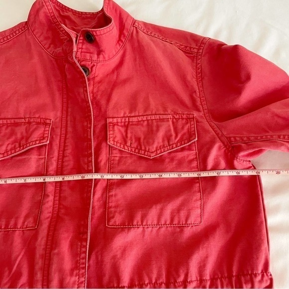 GAP Coral Red Long Sleeve Zip Up Utility Jacket Size Small - Picture 8 of 10